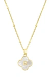 Adornia Mother-of-pearl Clover Initial Pendant Necklace In Gold