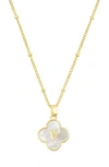 Adornia Mother-of-pearl Clover Initial Pendant Necklace In Gold