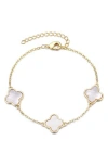 Adornia Mother-of-pearl Clover Station Bracelet