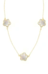 Adornia Mother-of-pearl Clover Station Chain Long Necklace In Gold