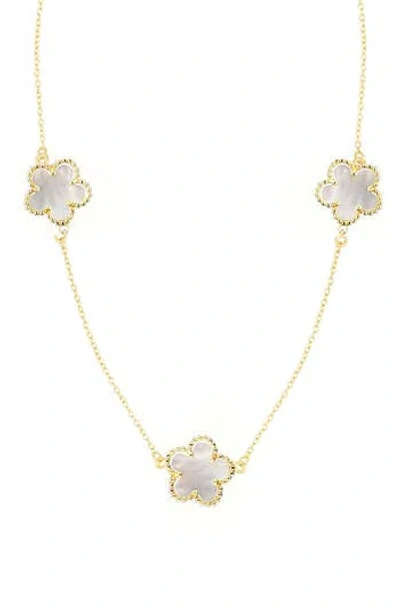 Adornia Mother-of-pearl Clover Station Chain Long Necklace In Gold