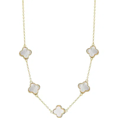 Adornia Mother-of-pearl Clover Station Necklace