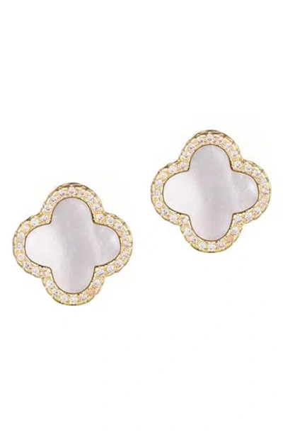 Adornia Mother Of Pearl Clover Stud Earrings