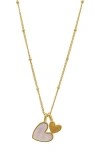Adornia Tarnish Resistant 14k Gold Plated Mother Of Pearl Heart Charms Necklace In White/gold