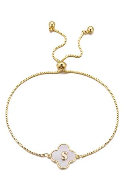 Adornia Mother Of Pearl Initial Clover Bracelet