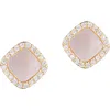 Adornia 14k Gold Plated Cushion-shaped Mother Of Pearl Cz Halo Stud Earrings
