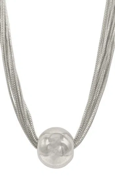 Adornia Rhodium Plated Stretch Necklace In Metallic