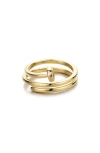 Adornia 14k Gold Plated Nail Double Wrap Ring In Gold