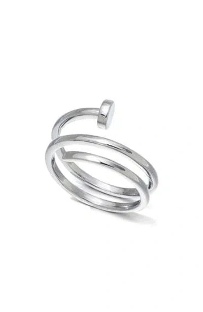 Adornia Silver Plated Nail Double Wrap Ring In Metallic