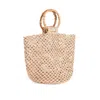 Adornia Natural Crochet Bucket Bag With Bamboo Handle
