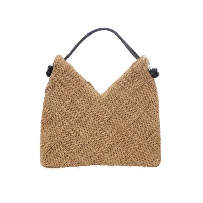 Adornia Natural Raffia Shoulder Hobo Bag In Neutral