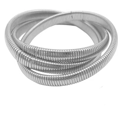 Adornia Sterling Silver Plated 2-layer Omega Chain Bacelet