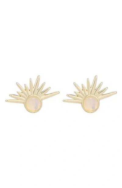 Adornia Opal Sunrise Stud Earrings In White