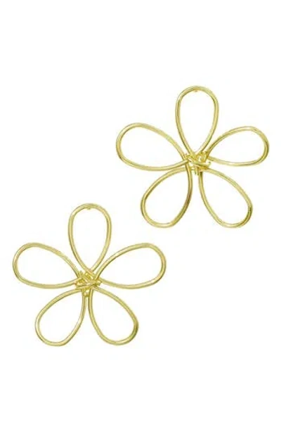 Adornia Plated Oversized Flower Outline Statement Earrings In Gold