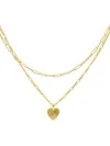 Adornia Paper Clip And Figaro Heart Chain Set Gold In Yellow