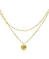 Adornia Paper Clip And Figaro Heart Chain Set Necklace In Yellow