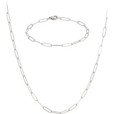 Adornia Silver Plated Stainless Steel Jewelry Set In Transparent
