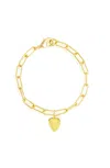 Adornia Paperclip Chain Bracelet With Heart Gold In Yellow