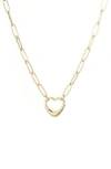 Adornia 14k Gold Plated Paperclip Chain Outline Heart Necklace In Gold