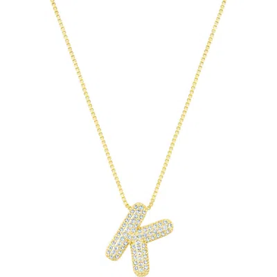Adornia Pavé Bubble Initial Pendant Necklace In Gold