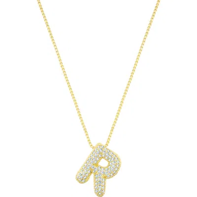 Adornia Pavé Bubble Initial Pendant Necklace In Gold