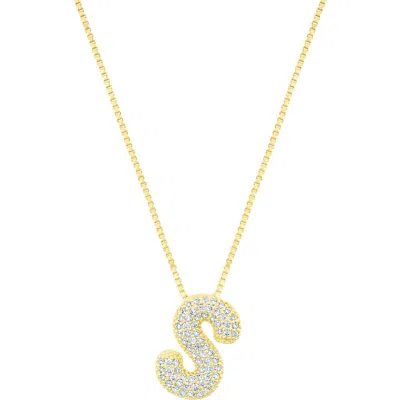 Adornia Pavé Bubble Initial Pendant Necklace In Gold