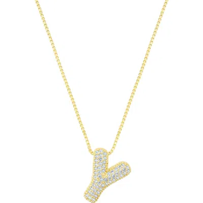 ADORNIA ADORNIA PAVÉ BUBBLE INITIAL PENDANT NECKLACE