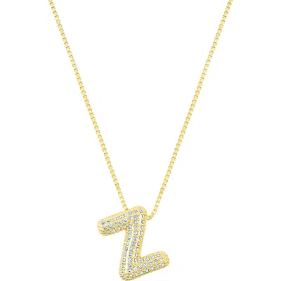 ADORNIA ADORNIA PAVÉ BUBBLE INITIAL PENDANT NECKLACE