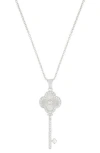 Adornia Silver Plated Pave Clover Key Pendant Necklace In Silver