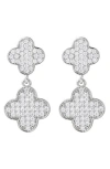 Adornia Silver Plated Cz Clover Drop Earrings In Metallic