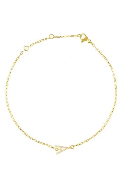 Adornia Pavé Cubic Zirconia Initial Anklet In Gold-a