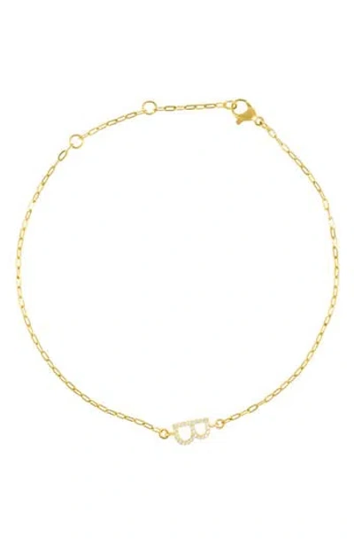 Adornia Pavé Cubic Zirconia Initial Anklet In Gold-b