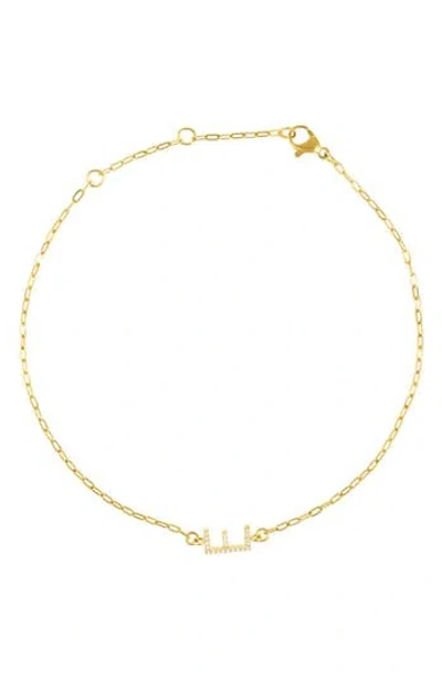 Adornia Pavé Cubic Zirconia Initial Anklet In Gold-e