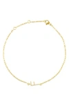 Adornia Pavé Cubic Zirconia Initial Anklet In Gold-f