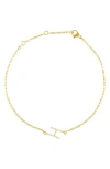 Adornia Pavé Cubic Zirconia Initial Anklet In Gold-h