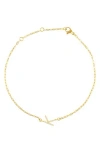 Adornia Pavé Cubic Zirconia Initial Anklet In Gold-k