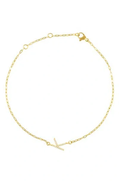 Adornia Pavé Cubic Zirconia Initial Anklet In Gold-k