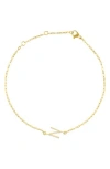 Adornia Pavé Cubic Zirconia Initial Anklet In Gold-n