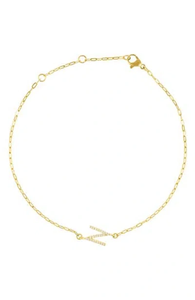 Adornia Pavé Cubic Zirconia Initial Anklet In Gold-n