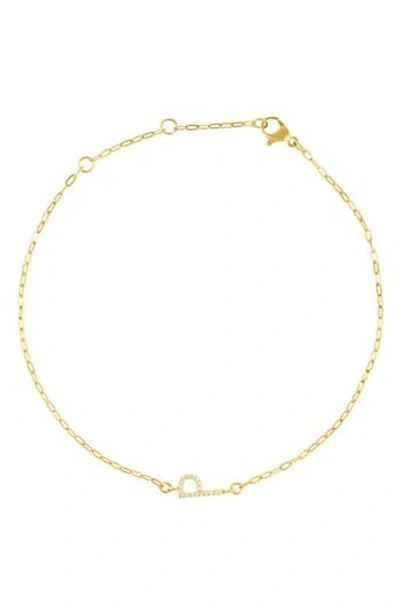 Adornia Pavé Cubic Zirconia Initial Anklet In Gold-p