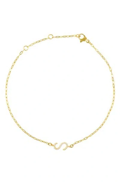 Adornia Pavé Cubic Zirconia Initial Anklet In Gold-s