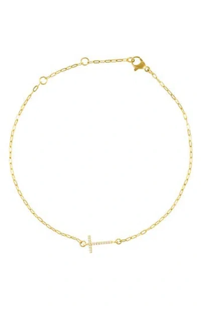 Adornia Pavé Cubic Zirconia Initial Anklet In Gold-t