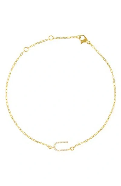 Adornia Pavé Cubic Zirconia Initial Anklet In Gold-u