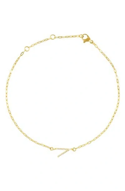 Adornia Pavé Cubic Zirconia Initial Anklet In Gold-v