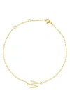 Adornia Pavé Cubic Zirconia Initial Anklet In Gold-w