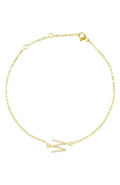 Adornia Pavé Cubic Zirconia Initial Anklet In Gold-w