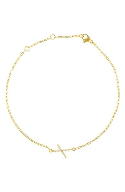 Adornia Pavé Cubic Zirconia Initial Anklet In Gold-x