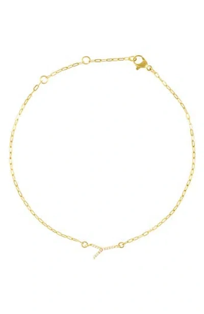 Adornia Pavé Cubic Zirconia Initial Anklet In Gold-y