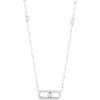 Adornia Sterling Silver Plated Adjustable Cz Dancing Stone Necklace In Silver