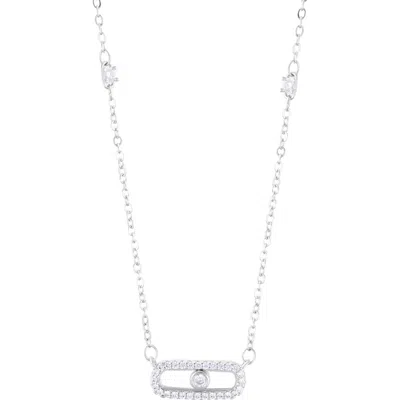 Adornia Sterling Silver Plated Adjustable Cz Dancing Stone Necklace